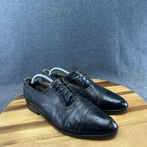 Bruno Magli Shoes Mens 11M Black Leather Charles Brogue Cap Toe Oxfords Italy main image 5